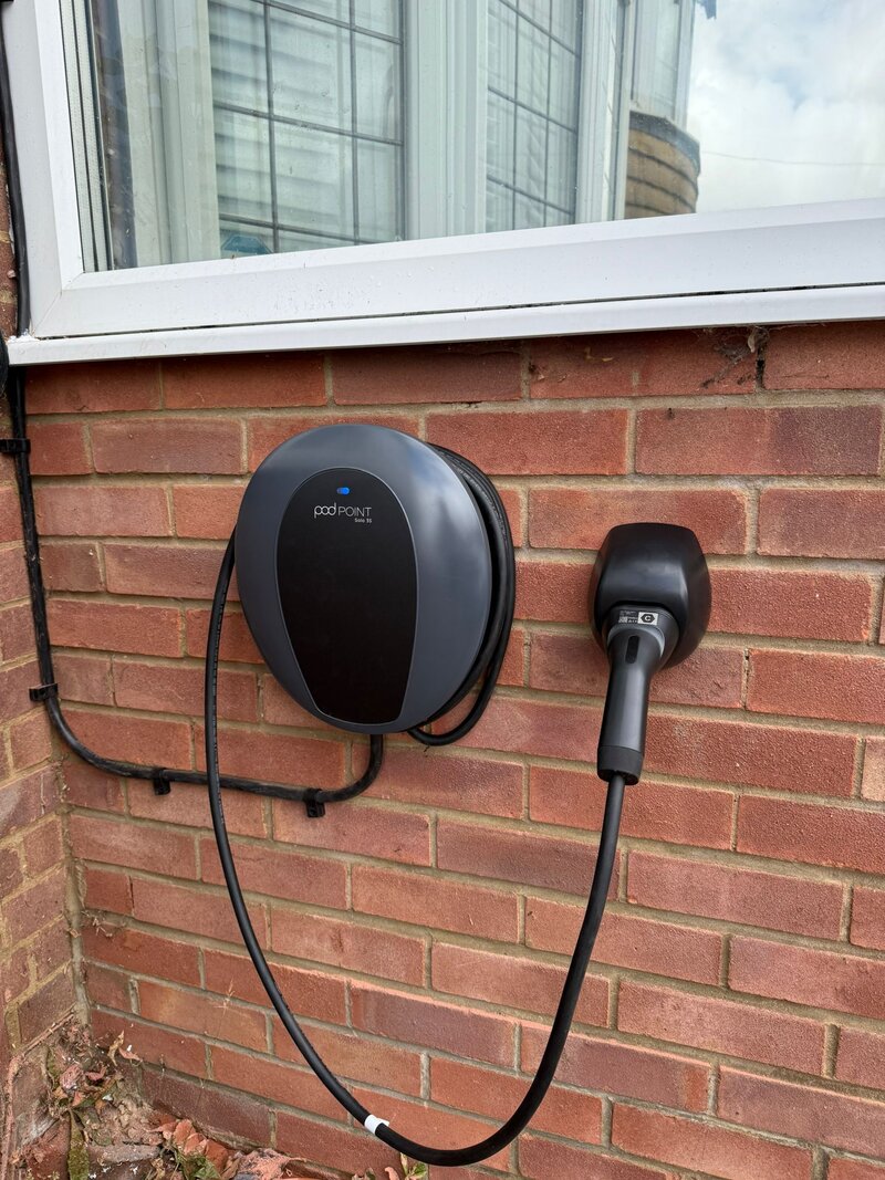 Clean wall-mounted EV charger in Essex flat