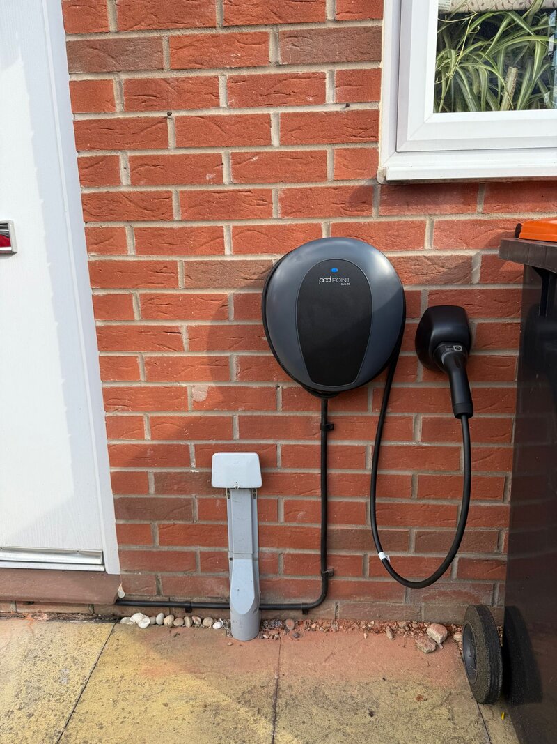 Clean wall-mounted EV charger in Essex flat
